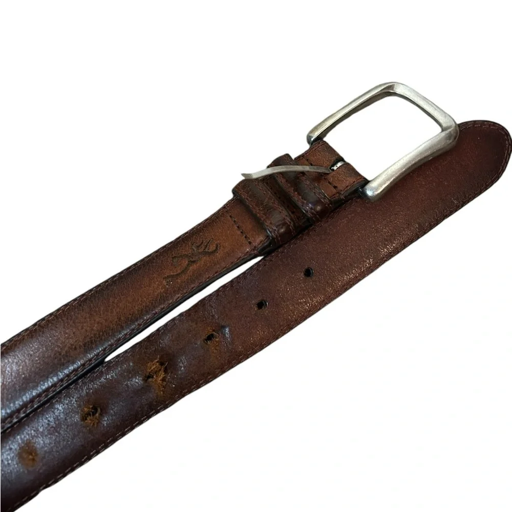 Browning Mens Brown Leather Belt The Best There Is Sz 40‎ Broke In
